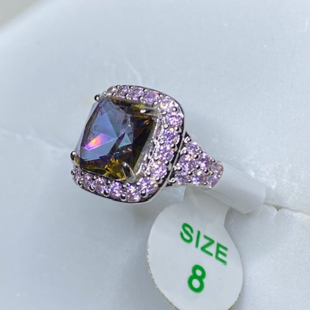 Yellow Rainbow Topaz Statement Ring RBP6657 Sparkling with Love Size 8 - Picture 4 of 6